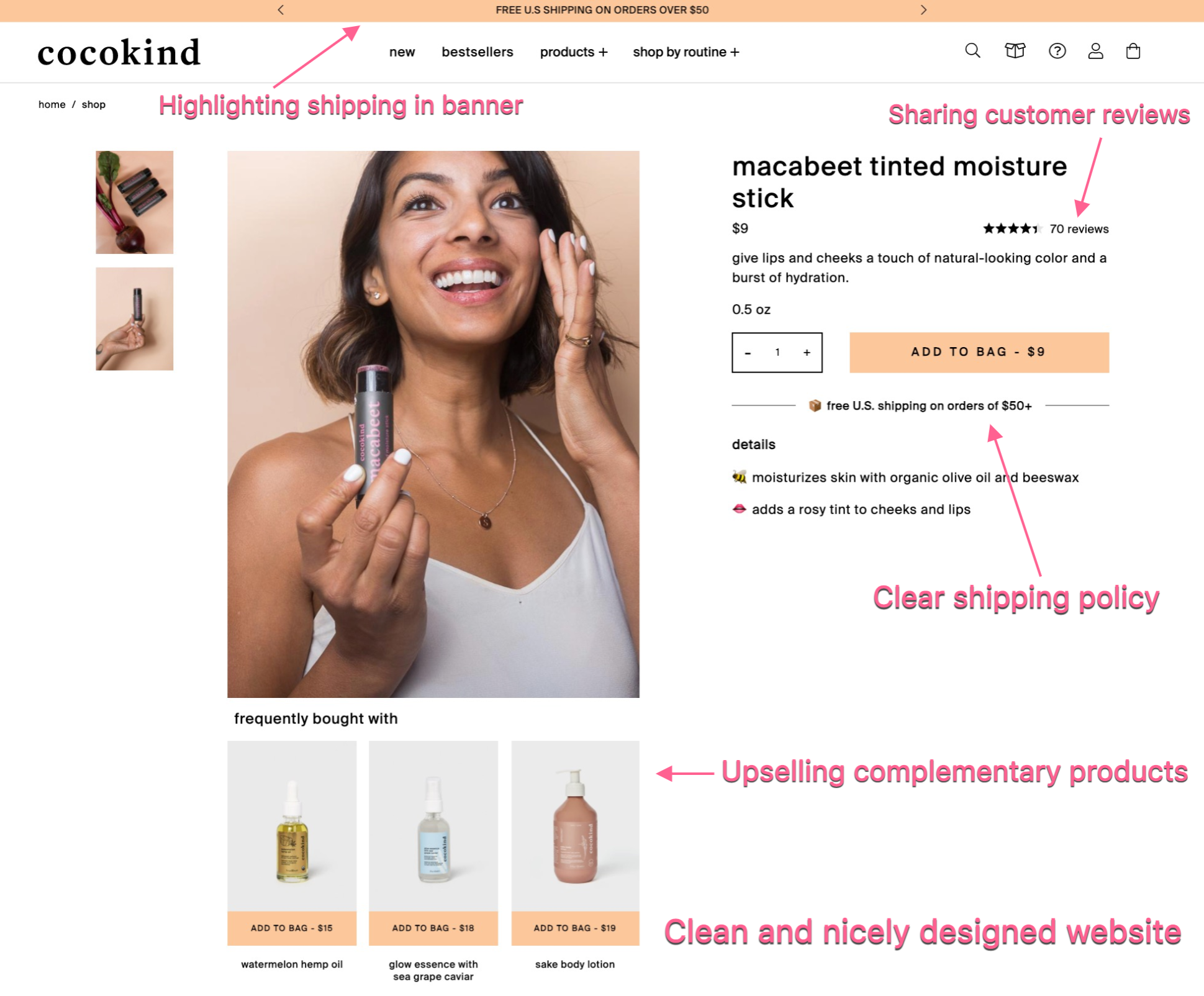 Screenshot of Cocokind's product page