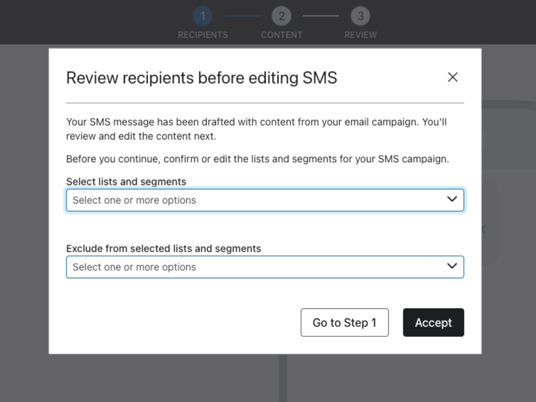 Reviewing SMS recipients