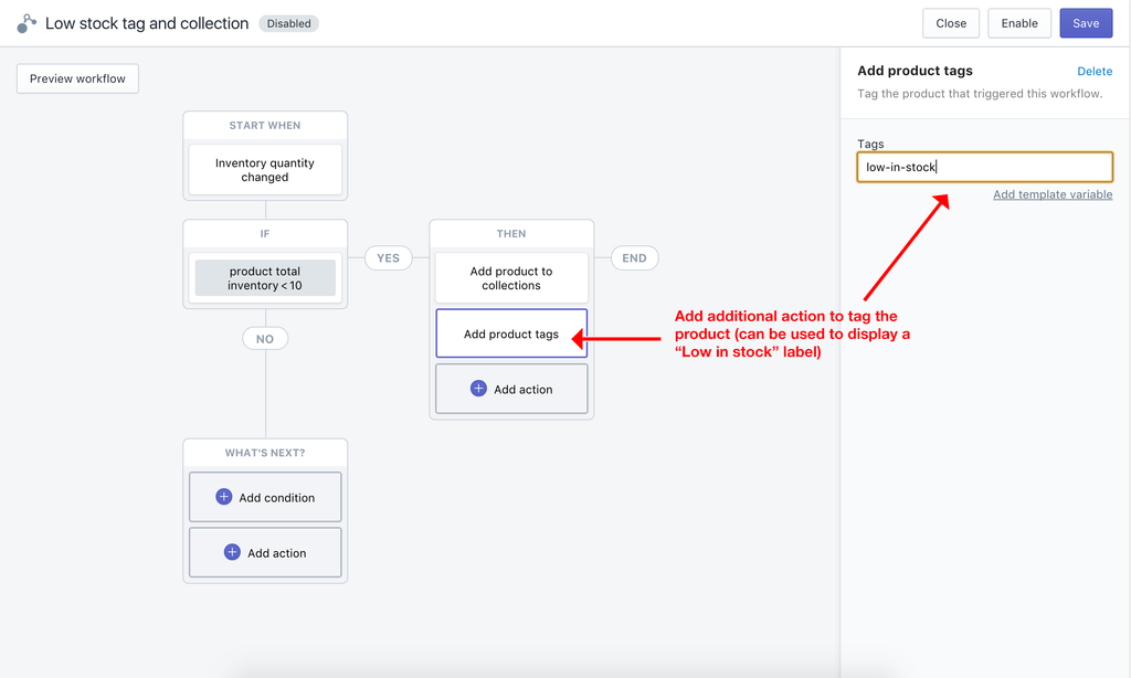 Shopify Low In Stock Example